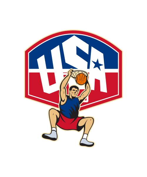 Basketball Player Dunking Ball USA by vectorolie